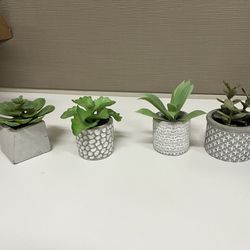 Four Mini Fake Plants 