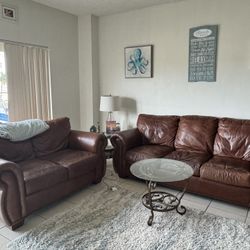Leather Sofa Bed & Loveseat