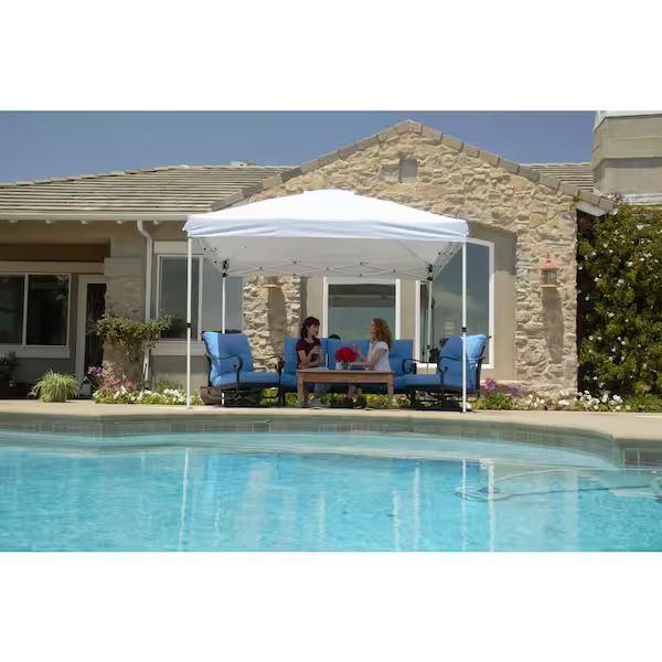 Everbilt 10 ft. x 10 ft. White Commercial Instant Canopy-Pop Up Tent with Wall Panel