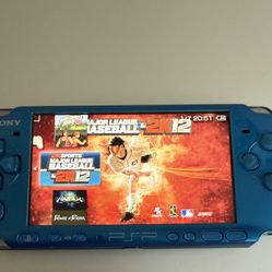 psp 3000 blue, 32gb, new battery and charger 