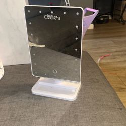 A mirror that lights up with batteries