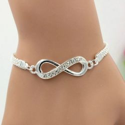 Beautiful sterling silver natural gemstone white sapphire bracelet