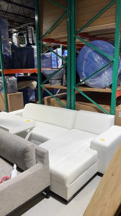 White L-Shaped Sectional Sofa with Chaise