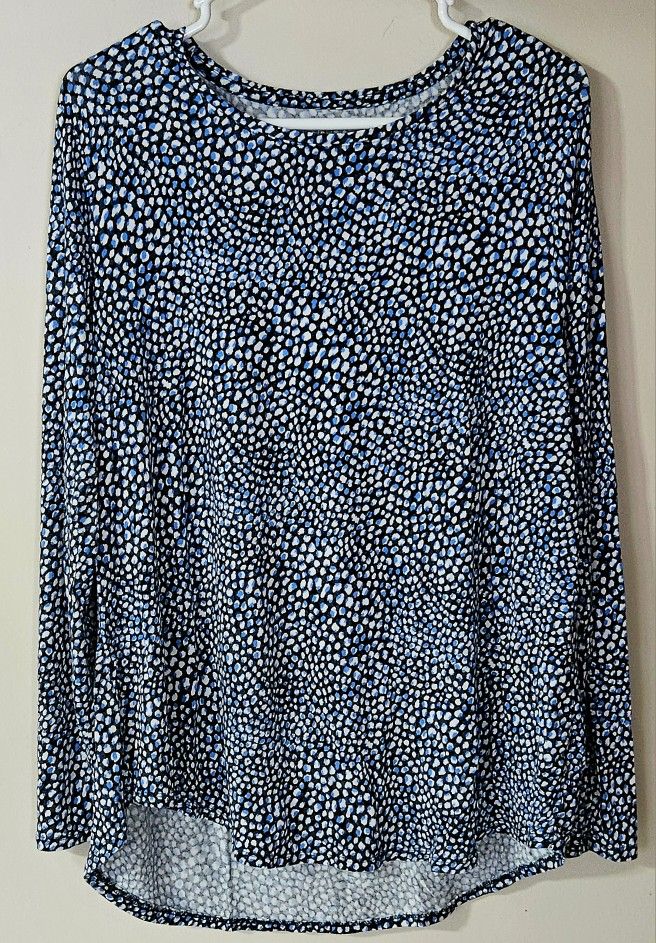 XXL Apt 9 Women's Blue and Black Patterned Top