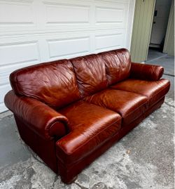 FREE delivery - Chateau d'Ax Cognac Italian Leather Three-Seat Sofa
