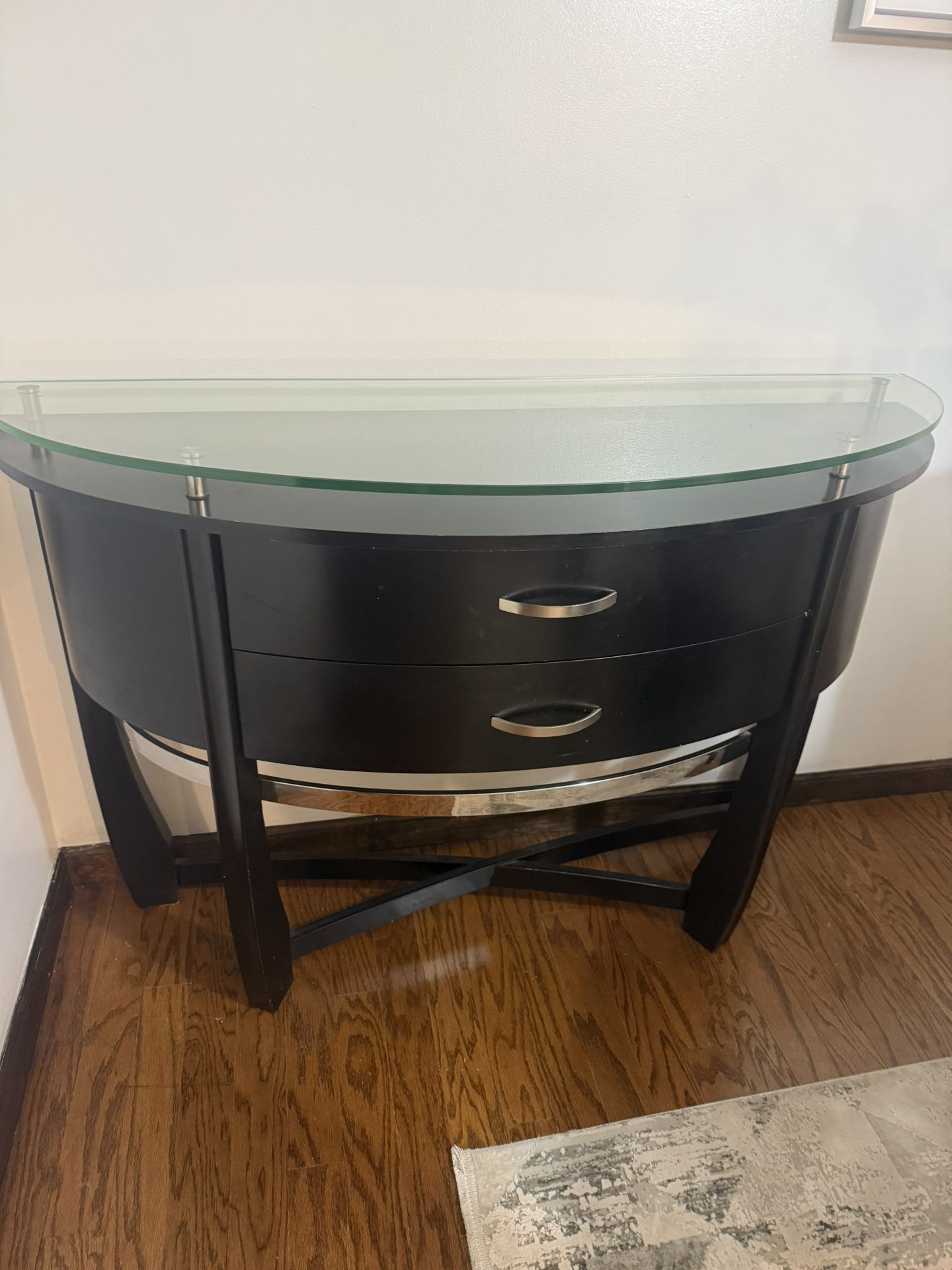 Glass Wooden Storage Table