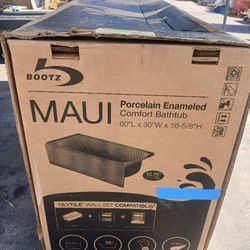 Bootz Maui 60 in. x 30 in. Soaking Bathtub with Left Drain in White