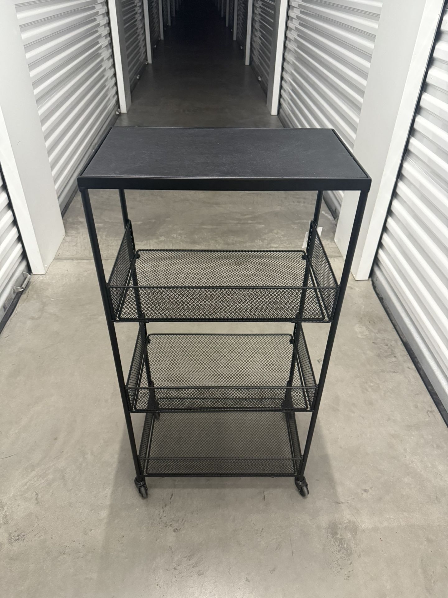 Wheeled 4 Tier Black Metal Organizer
