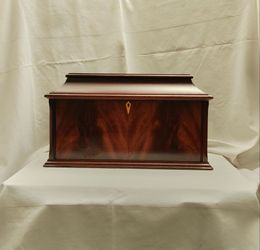 Vintage Antique Silver Chest Box Silverware Flatware Solid Wood Brass Mahogany Treasure Queen Anne 006