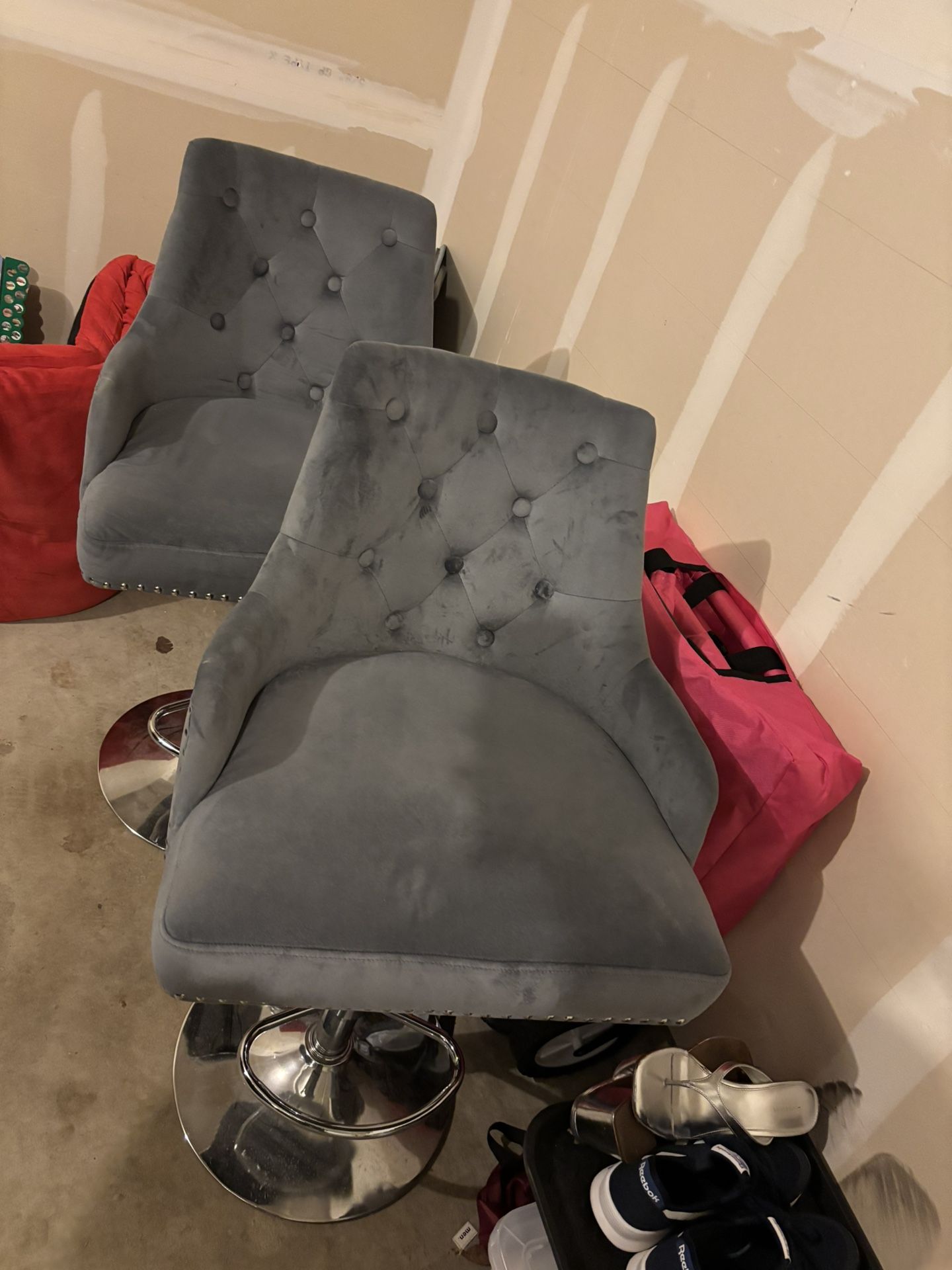 Gray with Silver Studded Bar Stools