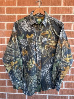 Cabela's Mossy Oak Break Up Camo Thick Canvas Long Sleeve Button Up Shirt