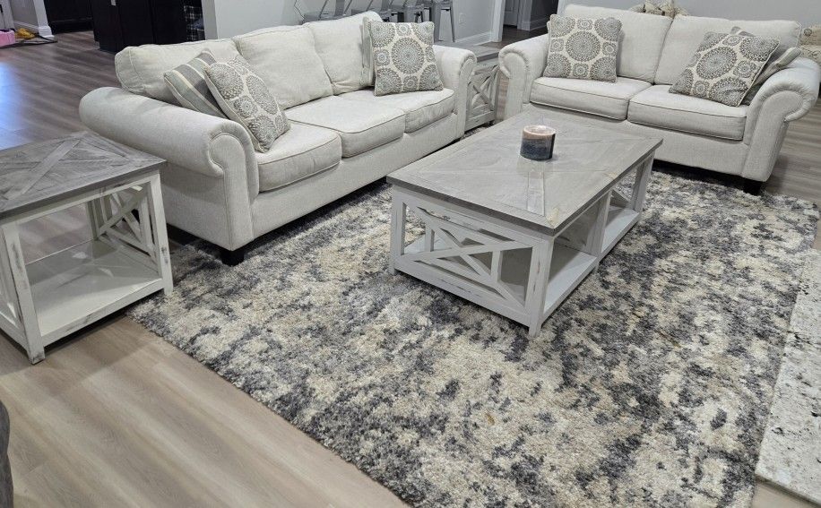 Sofa, Love Seat, Coffee Table,  2 End Tables And 8 Accent Pillows/RTG