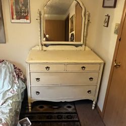 Antique 1940s Dresser W/ swing Mirror 