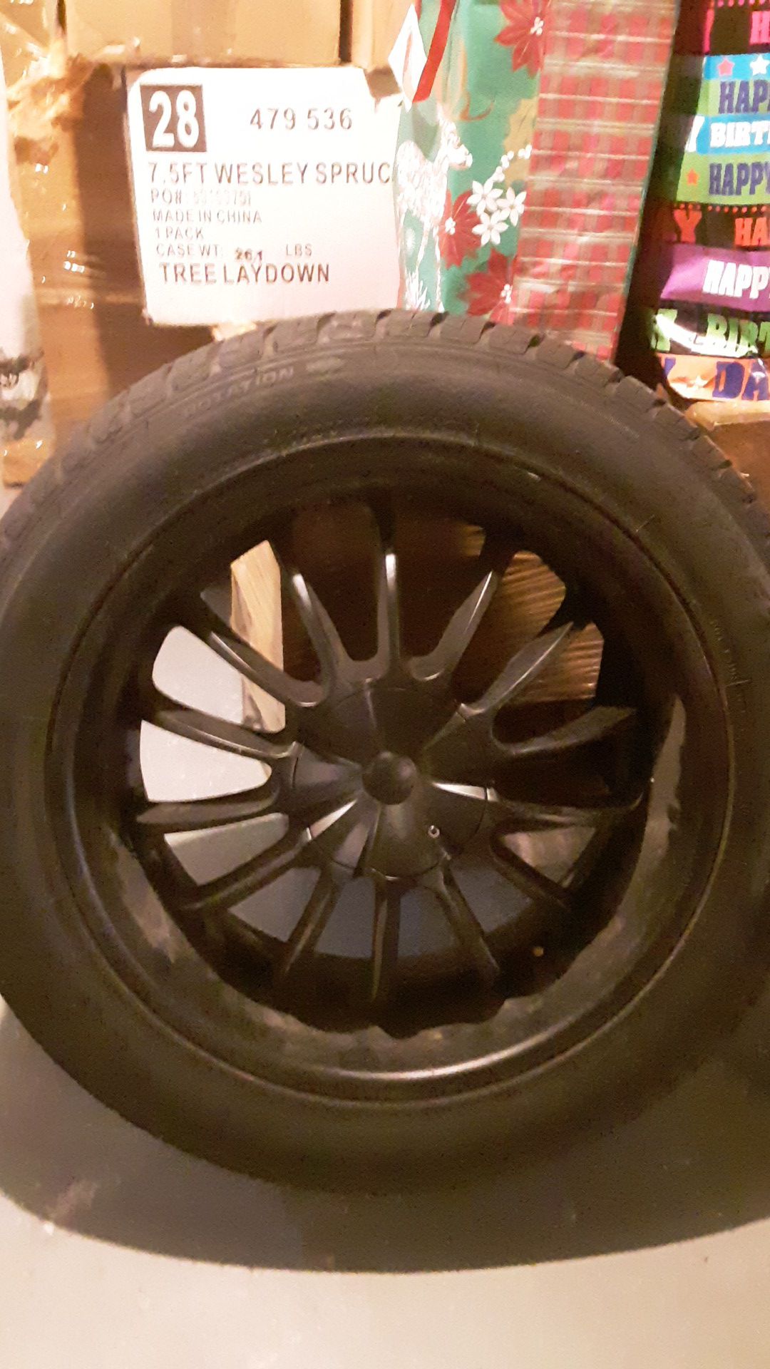22 inch rims matte black brand new tires
