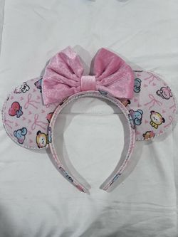 BT21 Mickey Ears Headband with Pink Bow