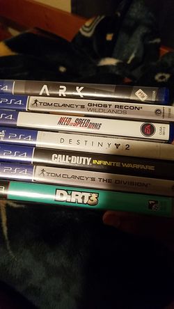 Ark survival, ghost recom wildlands, need for speed rivals, destiny 2, call of duty infinite warfare, dirt 3.