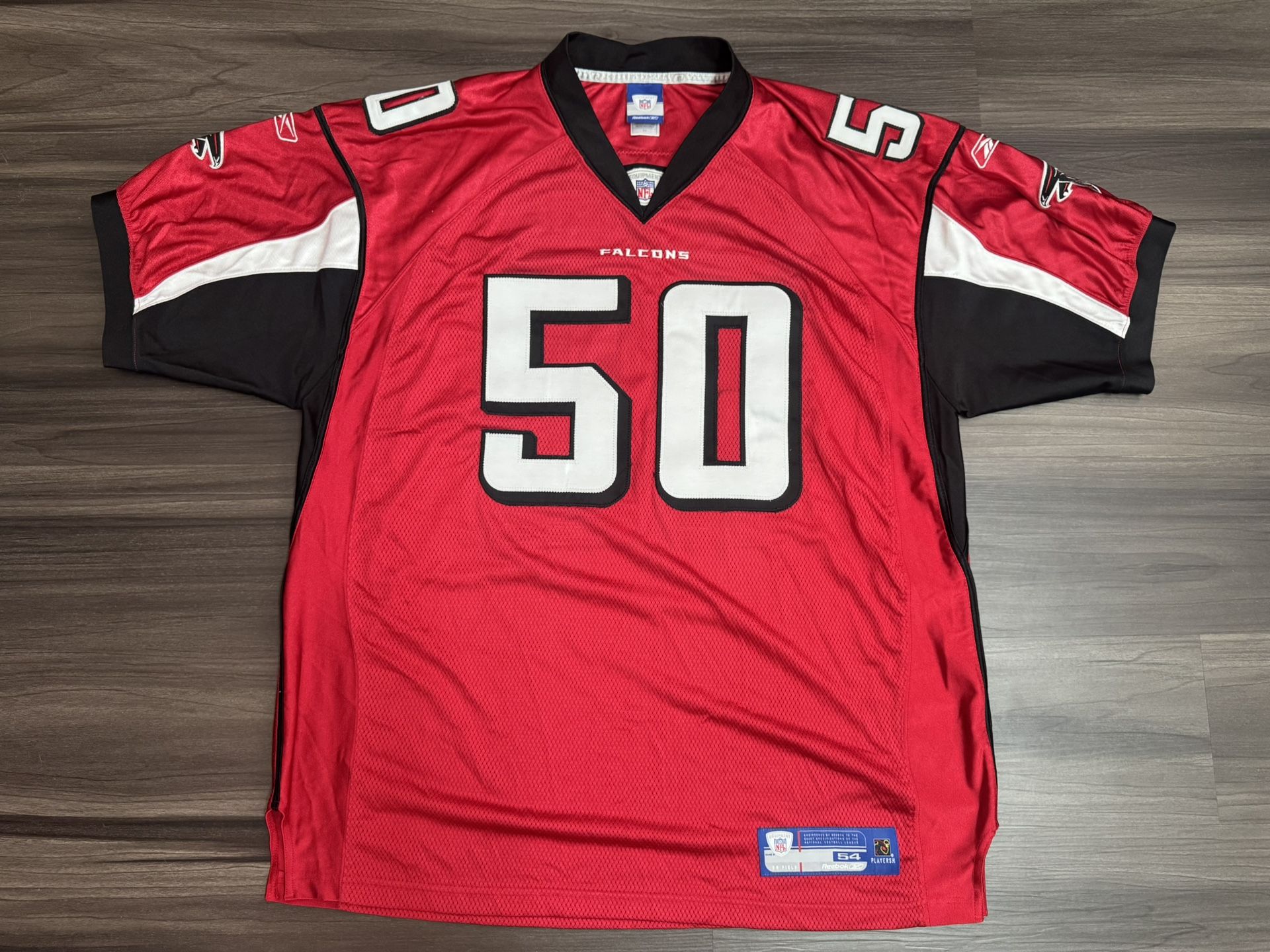 Reebok Atlanta Falcons Ed Hartwell #50 NFL Home Stitched Jersey Men’s 54 2XL 100% authentic. Good condition. The product is a Reebok Atlanta Falcon