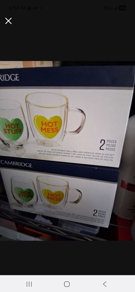 Glass Love Heart Mugs . 2 In Box $8