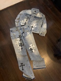 New denim jacket stacked denim jeans set MNML style guapi style
