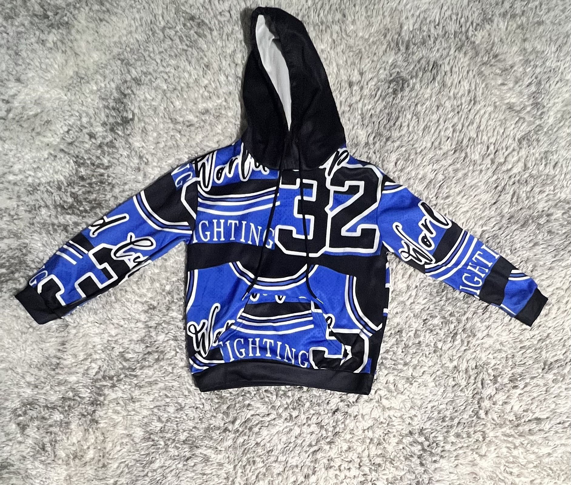blue and black jersey hoodie