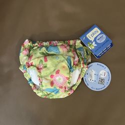 I play medium 12 months PF 50+ swim diaper green floral