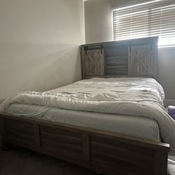 Queen Farmhouse-style bed frame. 