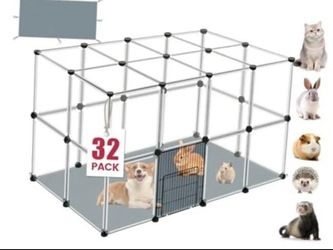 32 Panels Small Animal Playpen, 48" x 32" 48"L x 32"W x 24"H 32 Plastic Panels