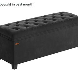 SONGMICS Velvet Storage Ottoman Bench, Foot Rest with Legs, 15.7 x 43 x 15.7 Inches, End of Bed Bench, Storage Chest, Load up to 660 lb, for Living Ro