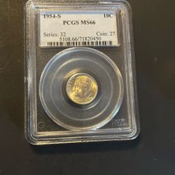 MS66 1954 S Dime
