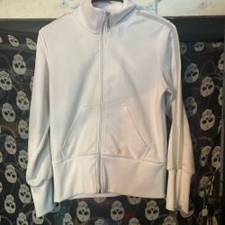 White Full-Zip Track Jacket