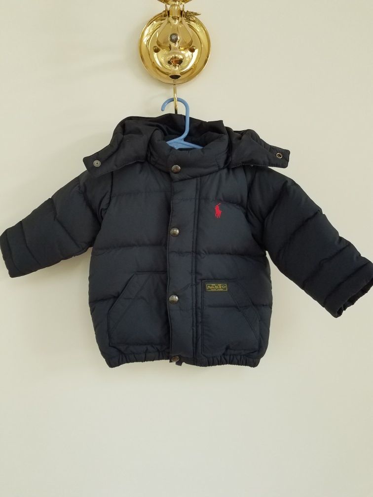 Polo puffer jackets (12mon &2t) Gap wool coat (24mos)