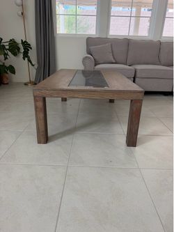 Coffee table wood color with glass