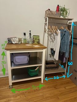 Kitchen Island cart and Clothing Rack