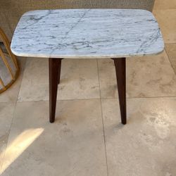 Article Carrara Marble and White Oak Side Table 