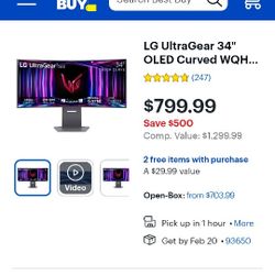 34 Inch LG Curved Ultragear Monitor 