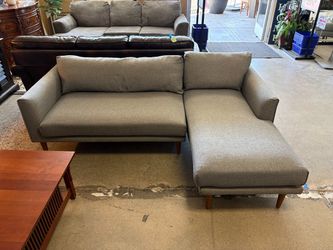 COST PLUS WORLD MARKET Stone Grey Modern Sectional w/ Chaise Lounger