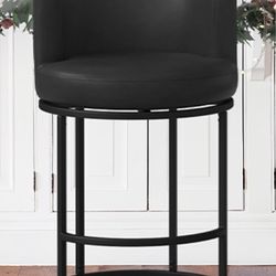 26.8" Counter Height Bar Stools Set of 3, 180° Swivel Bar Stools, Faux Leather, Black