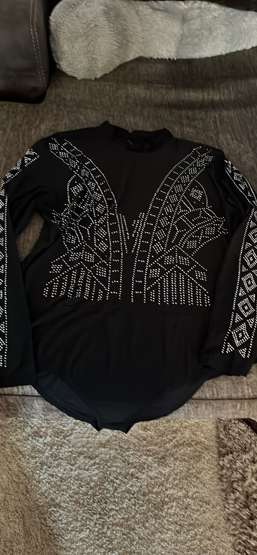 Plus Size 1XL Bodysuit With Silver Stones