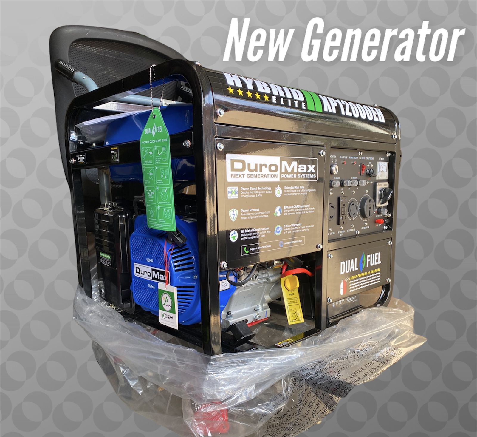 Generator DuroMax Dual Fuel 9500/12000 Watts Peak