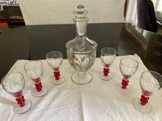 Stained Glass Decanter and Glasses