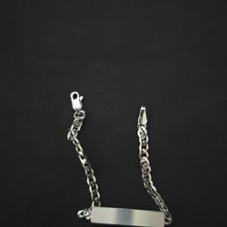 Silver 925 ID Curb Bracelet 100% Plata 