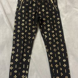 Youth Girls Small 6 Black Gold Pants 