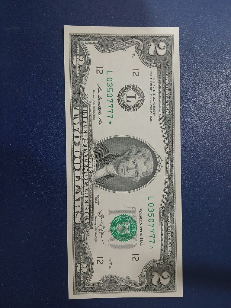 QUAD 7'S $2 2013 Series Unciculated STAR note