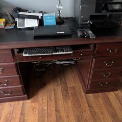New Dark Wood Desk And Slate