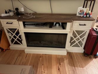 Farmhouse electric fireplace tv stand