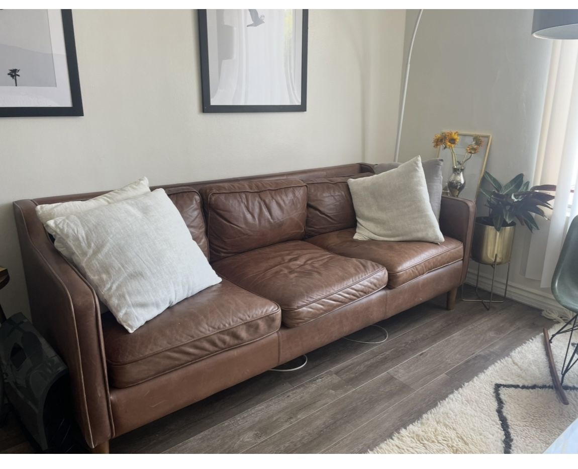 West Elm Leather Couch