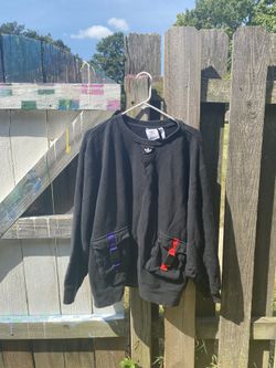 Adidas Buckle Pocket Crewneck Pullover Black Large 