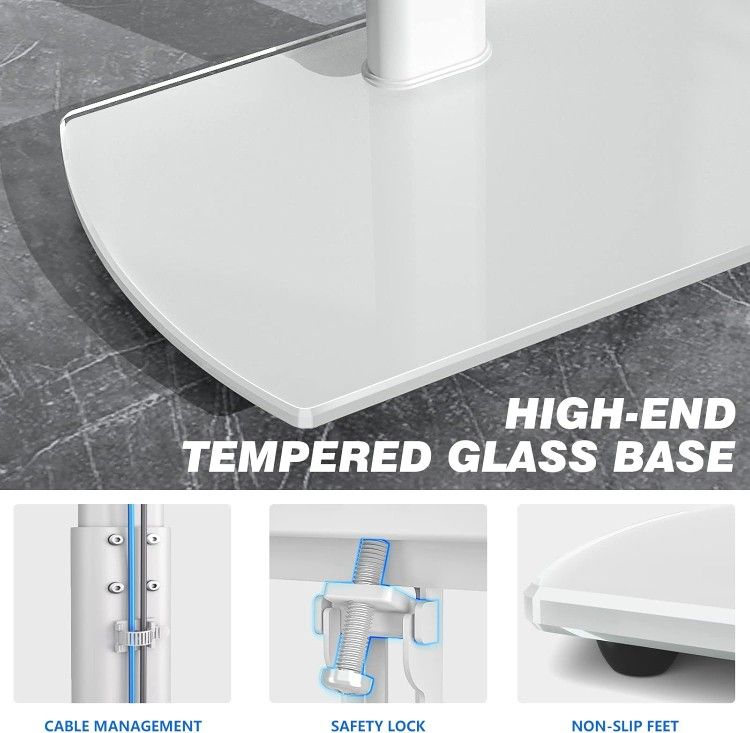 TV Floor Stand with Swivel Mount, Universal for 32 65 Inch LCD LED Flat Screens, White Height Adjustable Space Saving Corner TV Stand