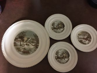 Courier and Ives vintage plates