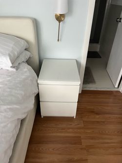 2 MALM night stand with top glass white, 40x55 cm